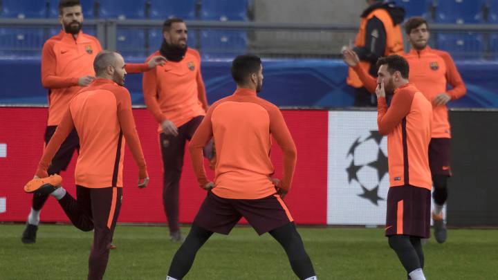 Entrenamiento del Barcelona en Roma.