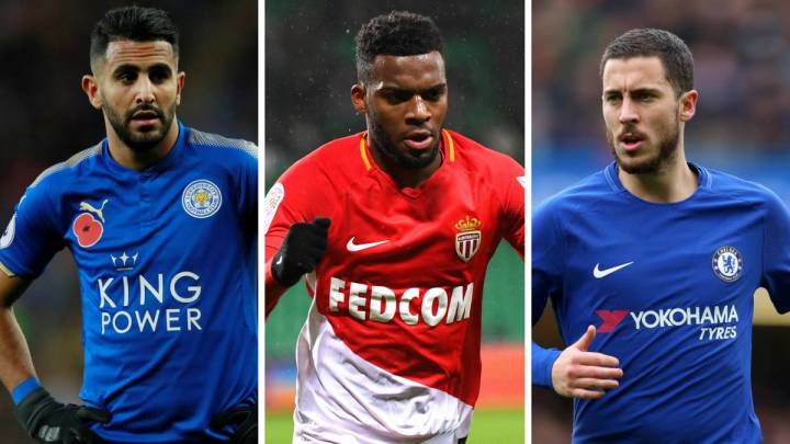 Riyad Mahrez (Leicester City), Thomas Lemar (Mónaco) y Eden Hazard (Chelsea).
