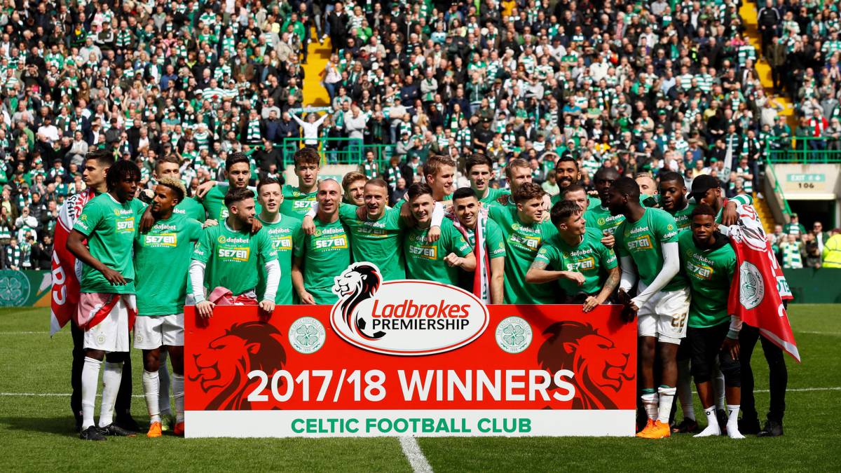 El Celtic celebra un nuevo título de liga.