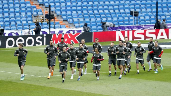 Los jugadores del Bayern, en el Bernabéu.