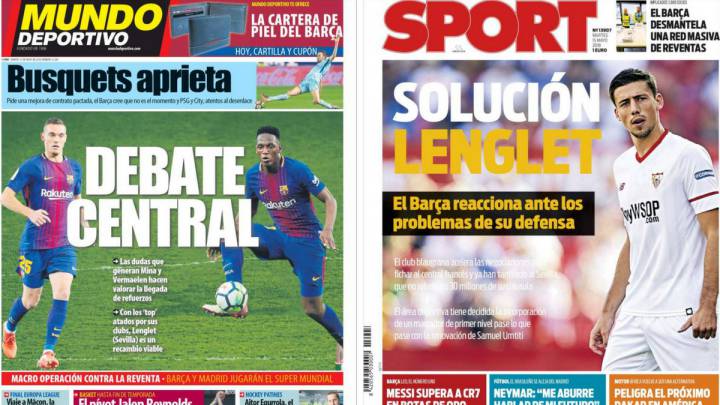 Portadas de los diarios Sport y Mundo Deportivo del día 15 de mayo de 2018.