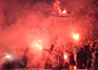La afición del Marsella encendió el campo con bengalas