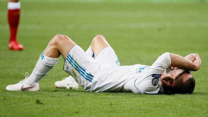 El lateral derecho del Real Madrid, Dani Carvajal, durante la final de la Champions League.