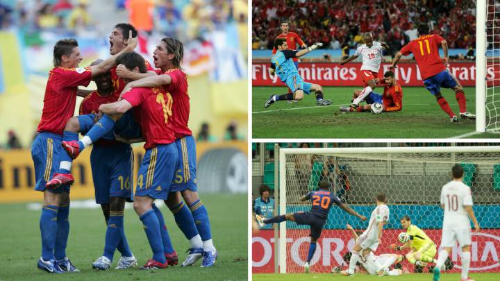Los debuts de España en los tres últimos Mundiales: contra Ucrania en Alemania 2006, contra Suiza en Sudáfrica 2010 y contra Holanda en Brasil 2014.