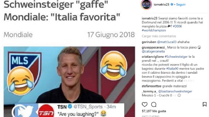 Marco Materazzi no dudó en responder a Bastian Schweinsteiger, de los Chicago Fire.