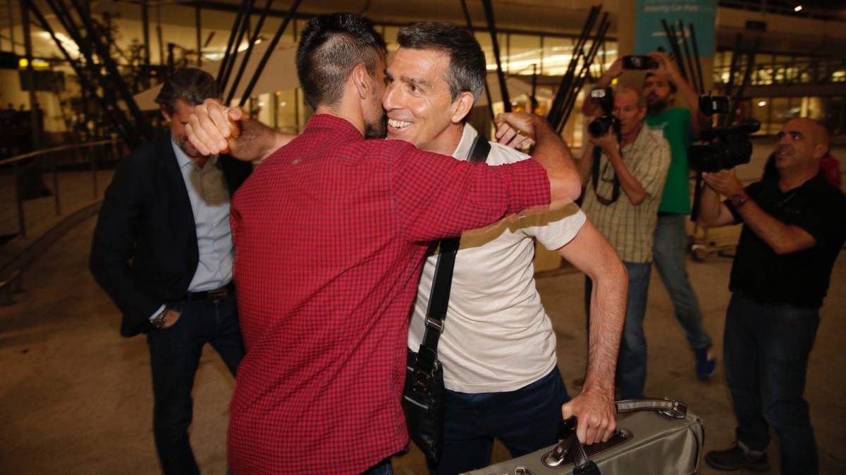 Muñiz en su recibimiento en Málaga