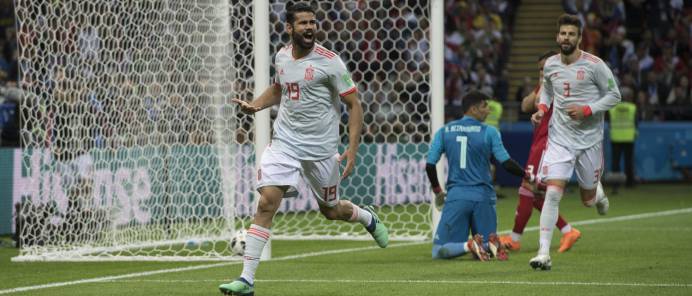 Así celebró Diego Costa el gol de España.