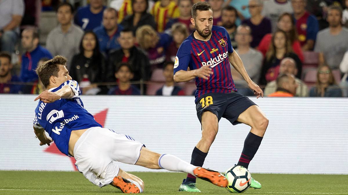Jordi Alba en un partido con el Barcelona.