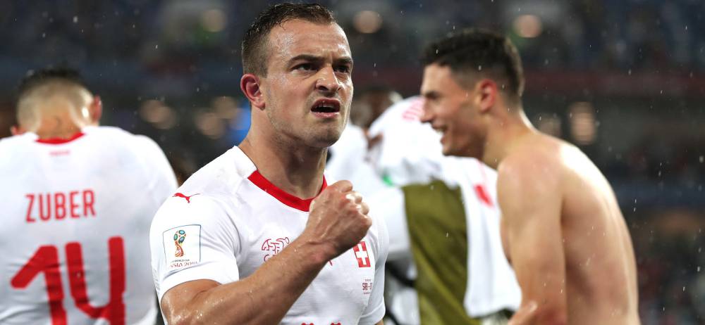 Shaquiri celebra el gol de Suiza