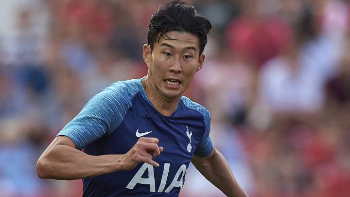 Heung Min Son, con el Tottenham, en el amistoso disputado el 4 de agosto en Girona.