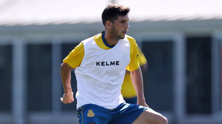 Javi López durante un entrenamiento.