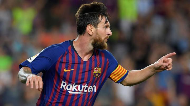 Messi celebra un tanto ante el Alavés