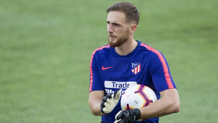 Oblak, en un entrenamiento del Atlético de Madrid