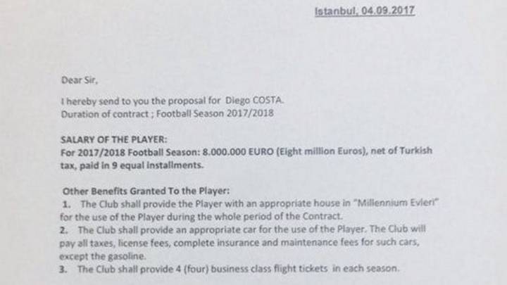 Oferta del Fenerbahçe a Diego Costa