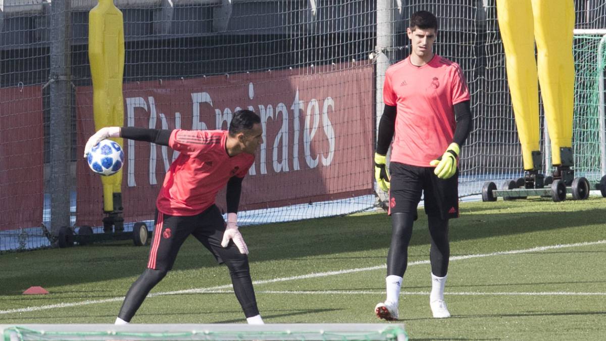 Keylor y Courtois, en un entrenamiento con el Real Madrid.