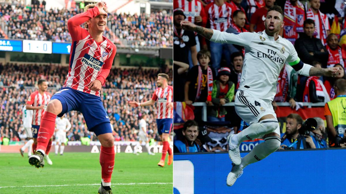 Griezmann y Sergio Ramos, los goleadores de los derbis entre Real Madrid y Atlético.