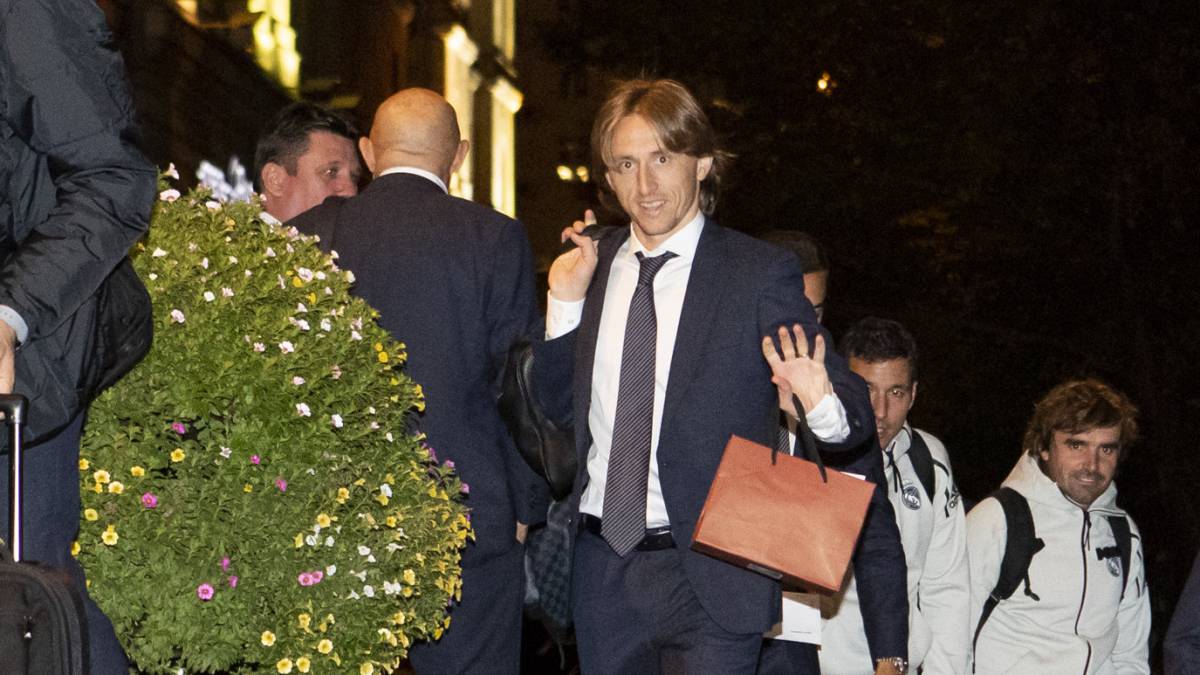 Modric, a su llegada al hotel de concentración en Moscú.