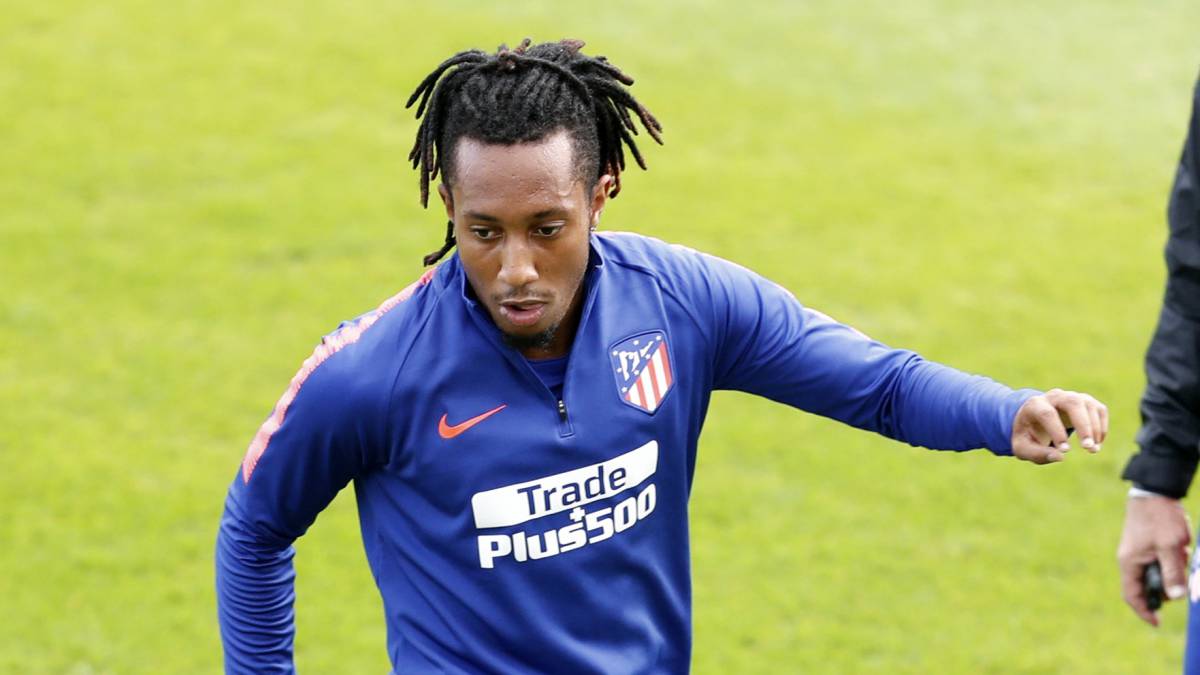 Gelson Martins, en un entrenamiento del Atlético.