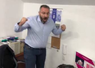 Éxtasis total del presidente del Melilla viendo el sorteo