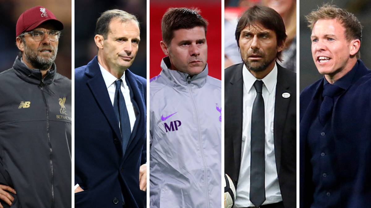 Jürgen Klopp, Massimiliano Allegri, Mauricio Pochettino, Antonio Conte, Julian Nagelsmann.