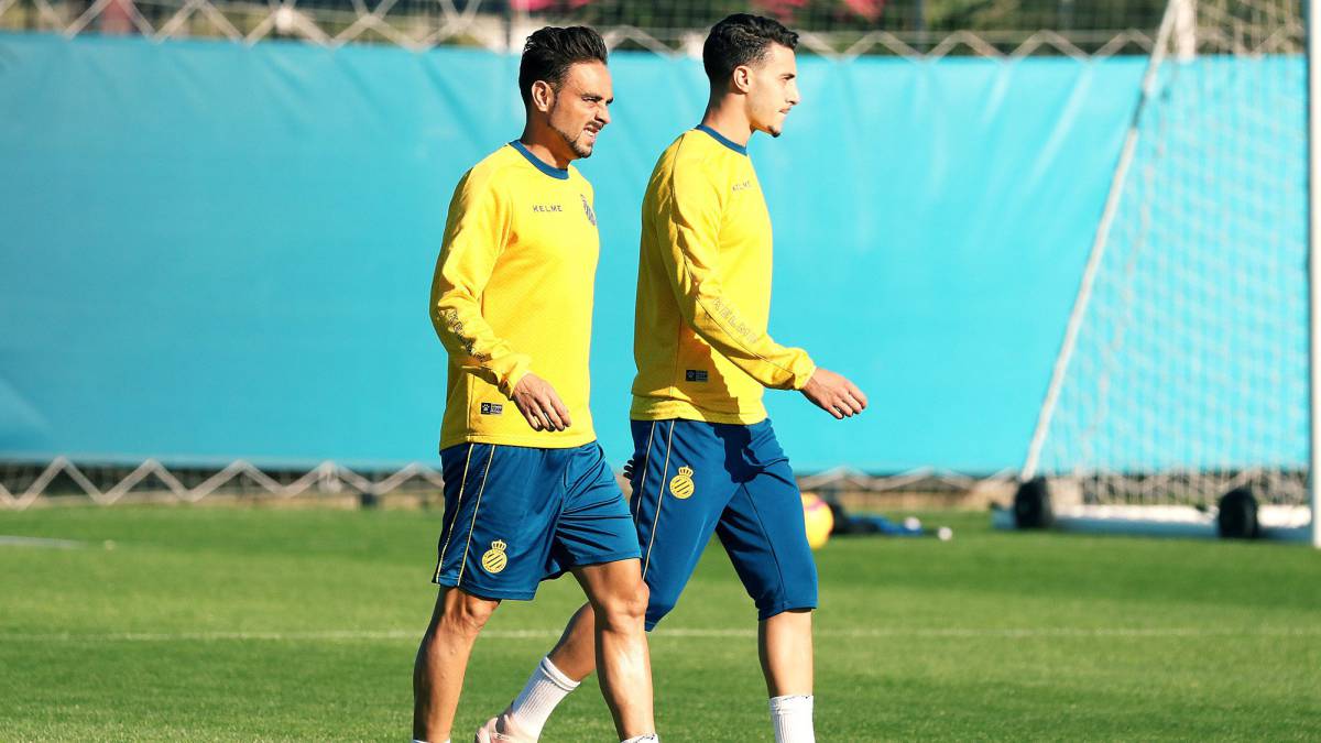 Sergio García junto a Mario Hermoso en una sesión de entrenamiento.