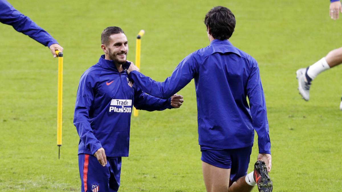Koke en un entrenamiento.