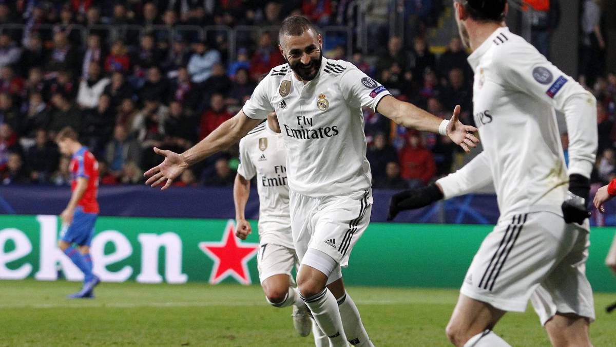 Benzema llegó a los 201 goles como madridista en Plzen