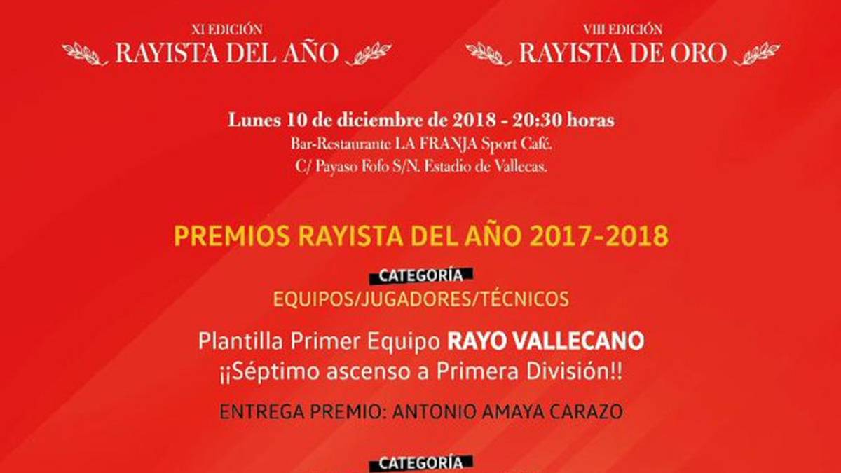 Cartel de los premios 'Rayistas del Año'.