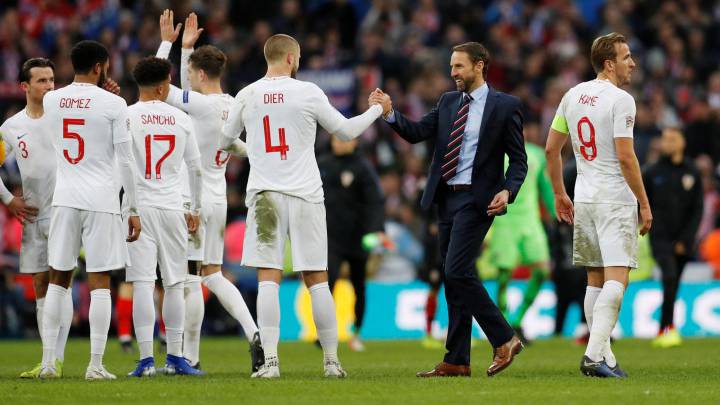 Southgate celebra la victoria de Inglaterra ante Croacia.