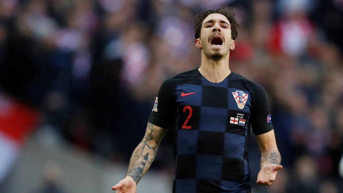 Sime Vrsaljko durante el partido de la Liga de las Naciones en Wembley.