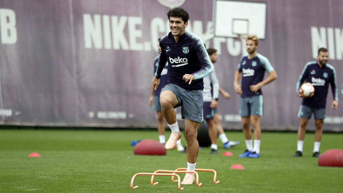 Aleñá, durante un entrenamiento del Barcelona.