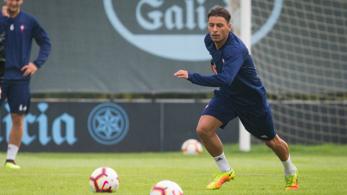 Kevin Vázquez entrenando con el Celta