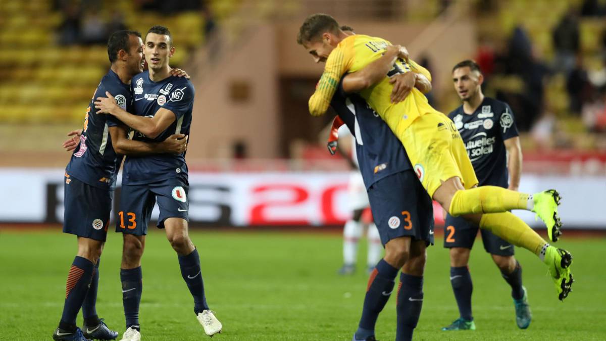 Los jugadores del Montpellier celebran el triunfo ante el Mónaco.