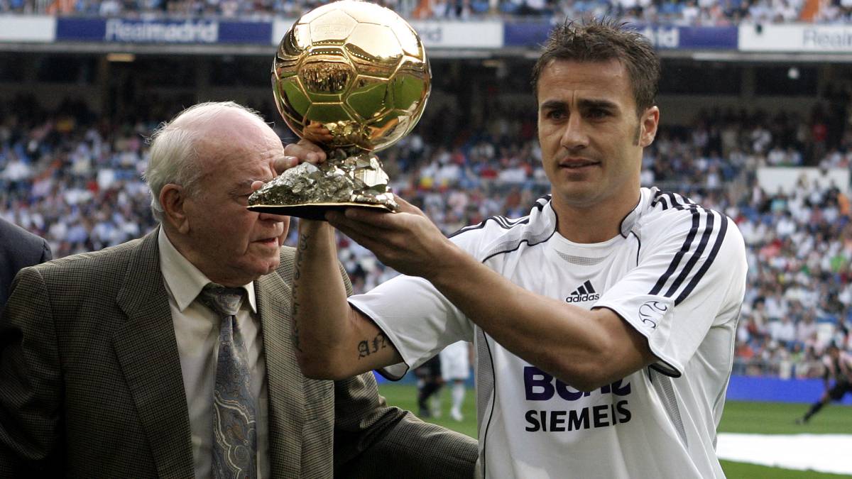Cannavaro y Di Stefano en el Santiago Bernabéu.