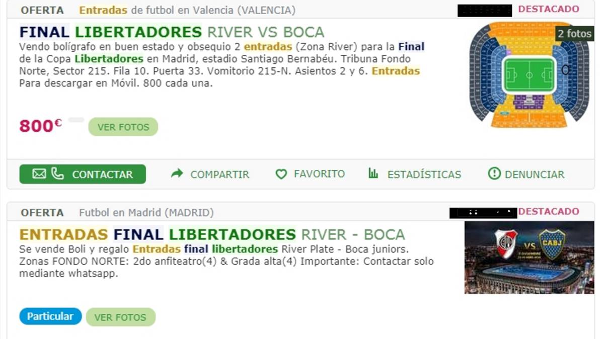 River - Boca: Socios madridistas revenden sus entradas a 800 euros