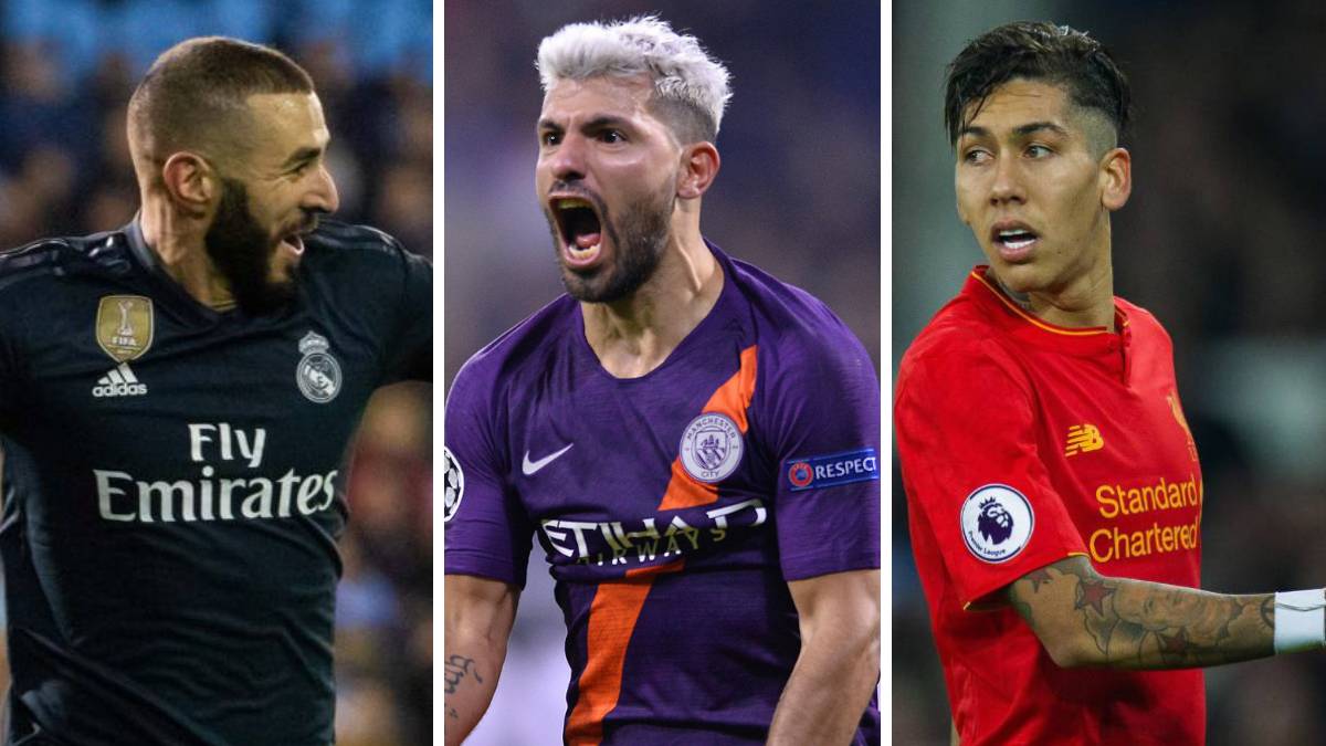 Karim Benzema (Real Madrid), Sergio Agüero (Manchester City) y Roberto Firmino (Liverpool).