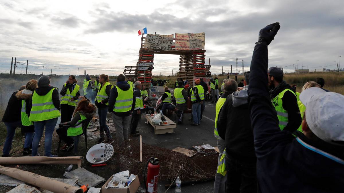 Los chalecos amarillos en París.