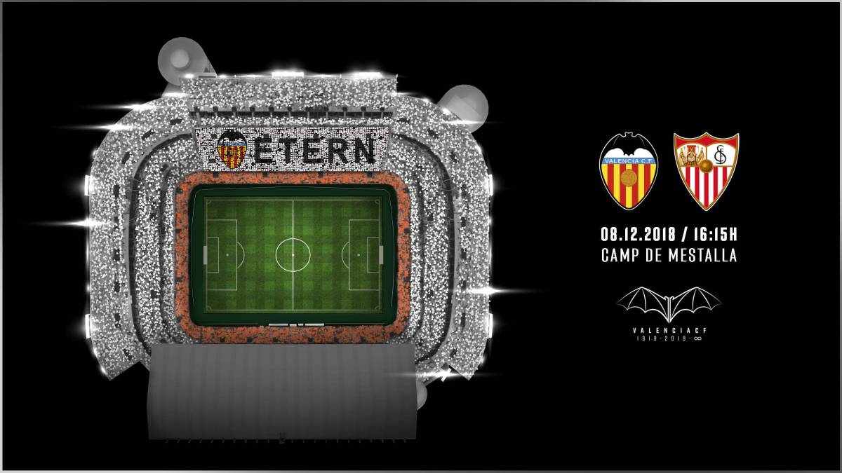 Habrá tifo en Mestalla con el lema del Centenario del Valencia