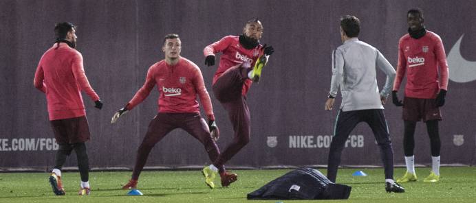 Entrenamiento del Barcelona.