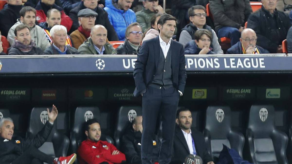 Marcelino, en el partido ante el Manchester United.