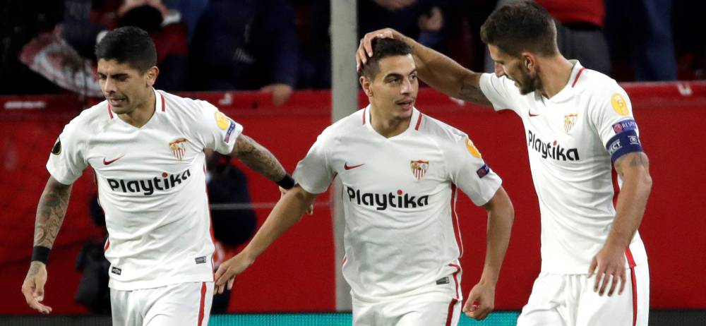 Ben Yedder celebra el gol.