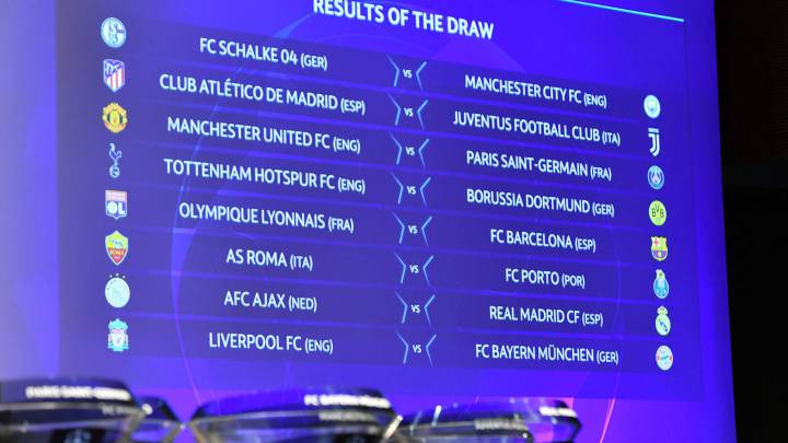 Ajax-Real Madrid, Atlético-Juve y Lyon-Barça, en octavos
