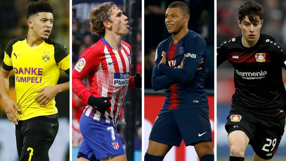Sancho, Griezmann, Mbappé y Havertz.