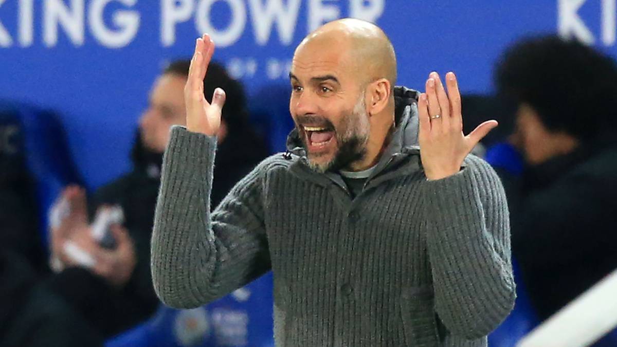 Guardiola durante el partido ante el Leicester