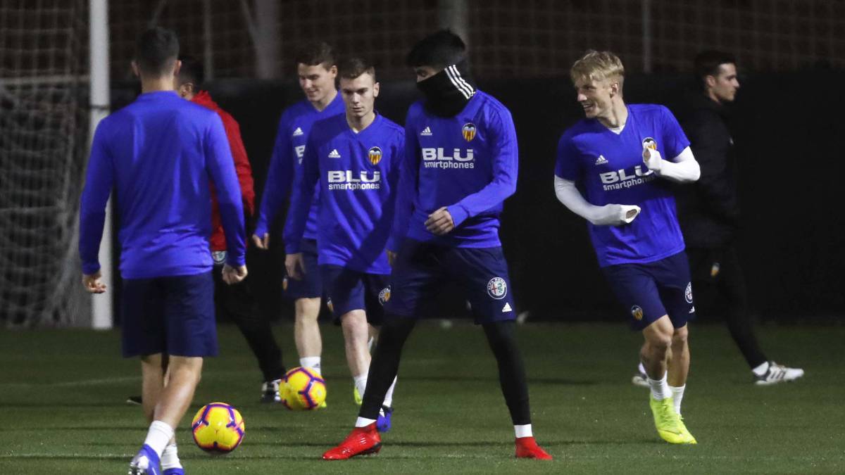 Los jugadores, en el entrenamiento.