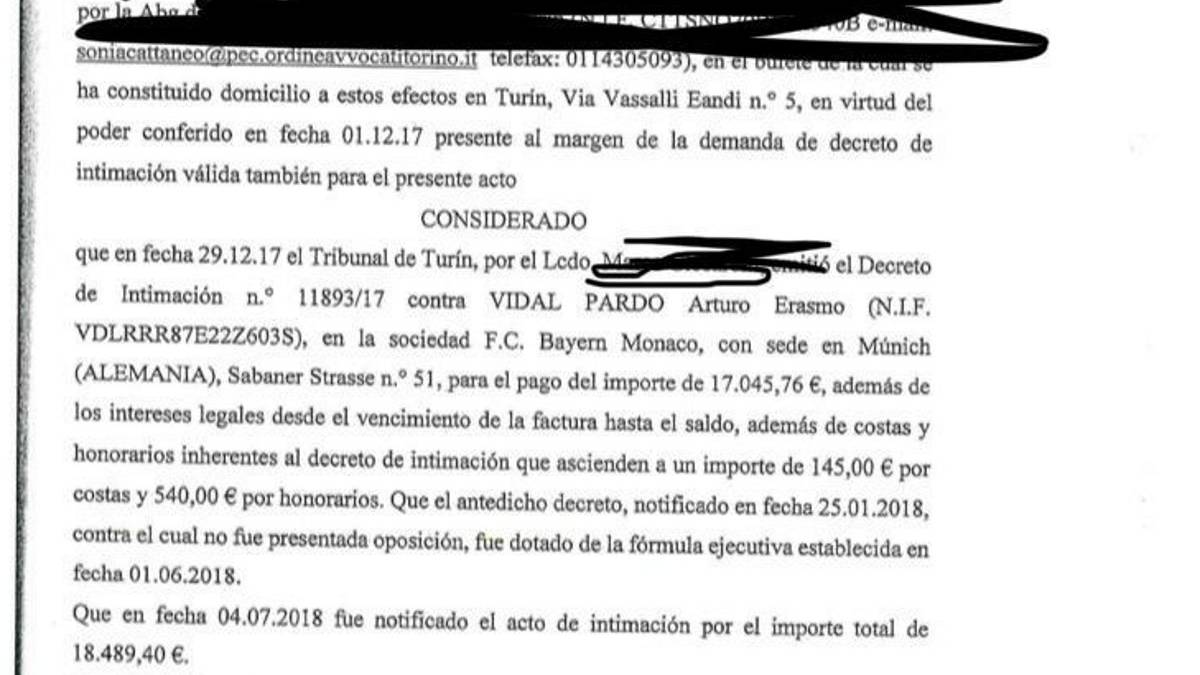 Arturo Vidal has property seized after non-payment of debt