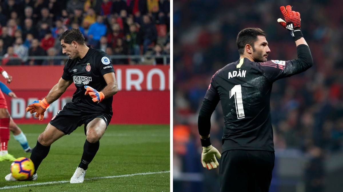 Gorka Iraizoz y Adán, dos suplentes de garantías que tendrán su oportunidad en la eliminatoria copera entre Girona y Atlético de Madrid.