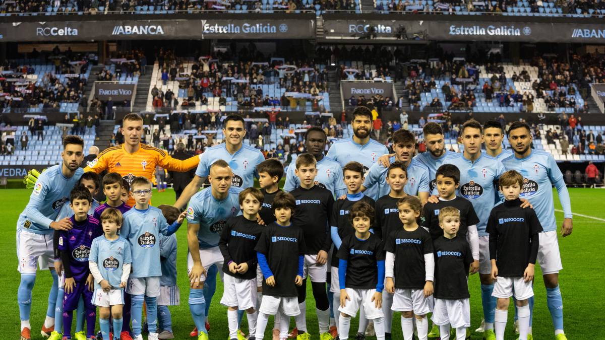 Formación inicial del Celta que se enfrentó al Valencia en Balaídos el 19 de enero de 2019.
