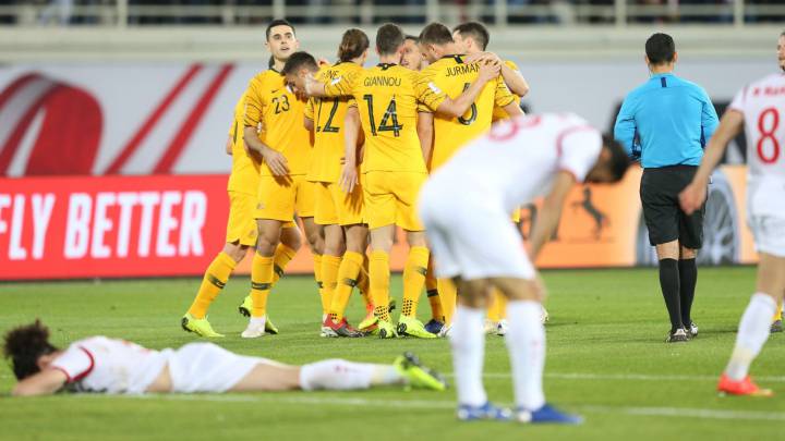 La selección de Australia contra Emiratos Árabes Unidos, en la Copa de Asia.