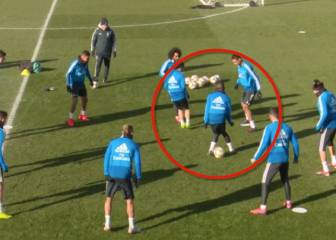 Marcelo nutmegs Vinicius, much to Casemiro's delight